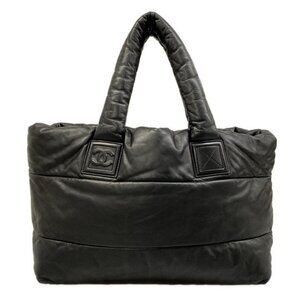 Chanel Tote Coco Cocoon MM Black Silver Lambskin